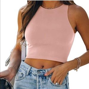 Women’s Sexy Sleeveless Racer Back Tank Top Halter Crop Top
